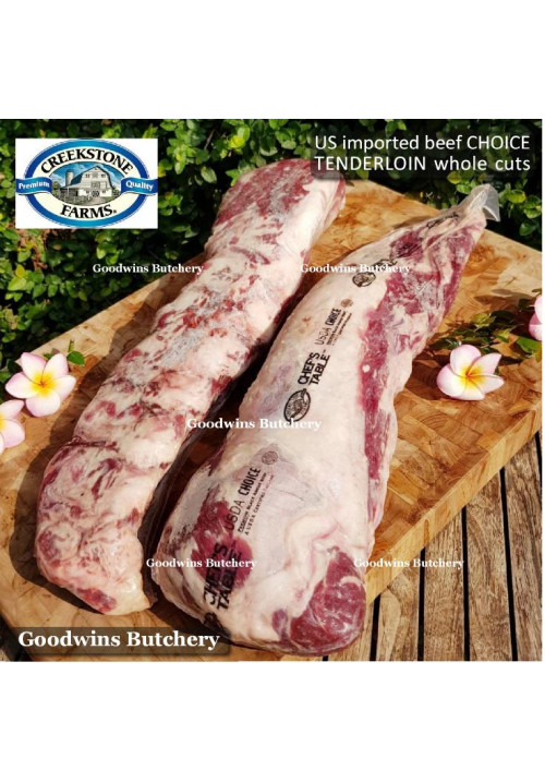 Beef Eye Fillet Mignon Has Dalam TENDERLOIN frozen USDA US choice CREEKSTONE whole cut +/- 3kg (price/kg)